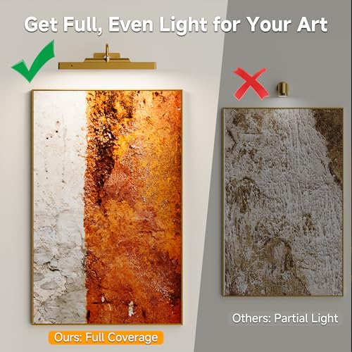 Gallery Picture Light for Wall, 4400mAh Cordless Wireless LED Wall Sconce,Rechargeable Dimmable Lighting for Modern Hallway Living Room(12 in, Antique Gold) - color: Antique Gold, size: 12 Inch