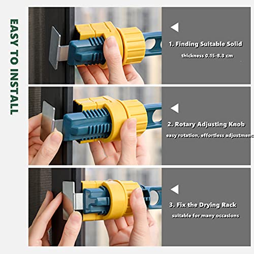 Chchmu Clothes Drying Rack 2 Packs Portable Travel Hanger for Hotel Home Rotary Clip-on Hanger Holder Wall Mounted Clothes Bar for Bathroom Bedroom Laundry Room Balcony, Green & Grey - color: Green & Grey