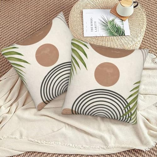 Boho Pillow Covers 18x18 Set of 2, Brown Sunset Decorative Throw Pillow Covers Outdoor Summer Modern Abstact Mid Century Cushion Case for Bed Couch Sofa Home Decor - color: Brown Sunset, size: 18" x 18" (Pack of 2)