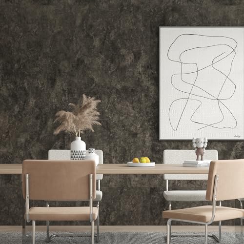 3yecao 31"×354" Big Roll Large Size Extra Wide Thick Dark Brown Tan Grey Concrete Wallpaper Peel and Stick Vinyl Waterproof Glossy Charcoal Taupe Gray Concrete Cement Contact Paper for Bedroom Walls - color: Dark Brown Grey, size: 31" x 354"