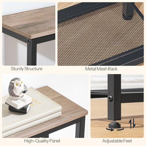 HOOBRO Narrow Console Table, Sofa Table, 44.9" Skinny Entryway Table, Long Behind Couch Table with Storage Shelves, for Living Room, Foyer, Hallway, Greige and Black BG86XG01 - color: Greige + Black