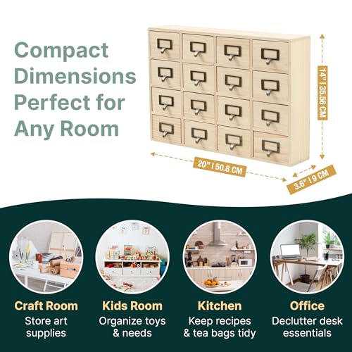 DIY Wooden Desk Organizer with Drawers – Unfinished 16-Drawer Wood Desk Organizer for Crafts, School, or Office – Customizable Wooden Apothecary Cabinet for Creative Storage – Natural Wood Finish - color: 16 Drawer DIY Unfinished