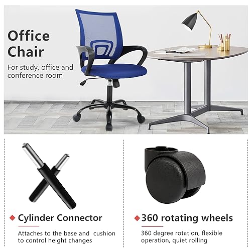 PayLessHere Office Computer Chair Ergonomic Cheap Desk Chair Adjustable Comfortable Mid Back Task Rolling Swivel with Lumbar Support for Home Office (Pack of 1, Blue) - color: Blue, style: pack of 1