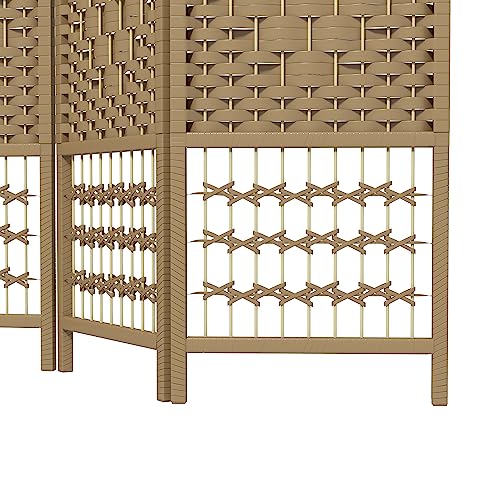 HOMCOM 3 Panel Room Divider, Folding Privacy Screen, 5.6', Natural | Room Separator, Wave Fiber Freestanding Partition Wall Divider - color: Natural, size: 3 Panel