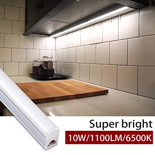 LED Shop Light for Garage, T5, 2FT, 10W, 1100LM, 6500K, 8 Pack | Linkable Layout Expansion, Hardwired or Wall-Mounted Setup, for Garage Workshop Under Cabinet, Durable Aluminum Housing - color: Bright White-6500k, size: 2 FT-8 Pack