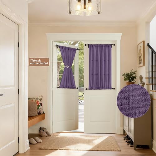 Tollpiz Small Linen Door Curtains Doorway Semi Sheer Curtain Room Divider Light Filtering Drape Dual Rod Pocket Boho Window Curtains for Closet, 25 x 40 inches Long, Royal Purple, 1 Panel - color: Royal Purple, size: 25"W x 40"L (Pack of 1)