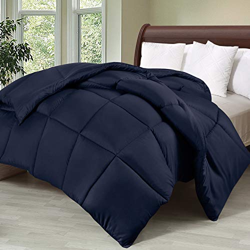 Utopia Bedding Queen Comforter, Duvet Insert, Navy, 88 x 88 Inches | Soft and Fluffy Down Alternative Bed Comforter, All Season, Breathable, Corner Tabs, Box Stitched, Durable, Machine Washable - color: Navy Blue, size: Queen