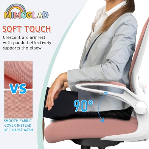 Mimoglad Home Office Chair, High Back Desk Chair, Ergonomic Mesh Computer Chair with Adjustable Lumbar Support and Thickened Seat Cushion - color: Spanish Pink
