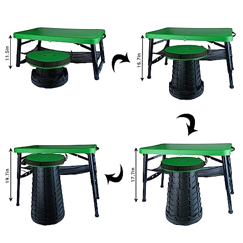 Small Folding Table and Stool, Portable, Adjustable Height, Camping & Picnic Table, 4 Foot, Lightweight - color: Green