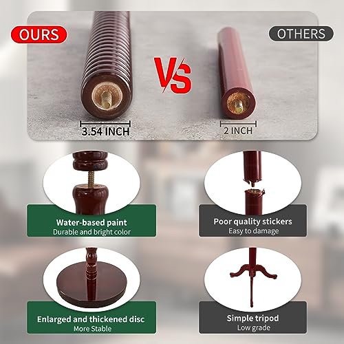 OIRUMIE Solid Wood Coat Rack, Vintage Coat Rack Frestanding for Entryway | Wooden Coat Rack Stand with 14 Hooks,Classic Coat Hanger Stand with Round Base,Coat Clothes Tree Stand for Hallway,Office - color: Black Red-14 Hooks Triangle Base