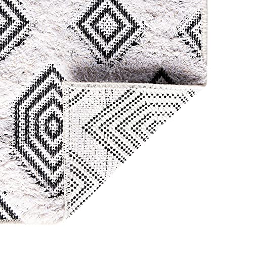 Rugs.com - Sabrina Soto Casa Rug – 8 Ft Runner Black Textured Cotton Runner Modern Geometric Design for Hallways and Entryways - color: Black, size: 2'3" x 8' (Runner)