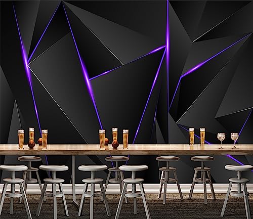 3D Black and Purple Geometric Wallpaper Mural for Game Room | 106"x70" Not Peel and Stick - color: Art Wall-18, size: 106" x 70"