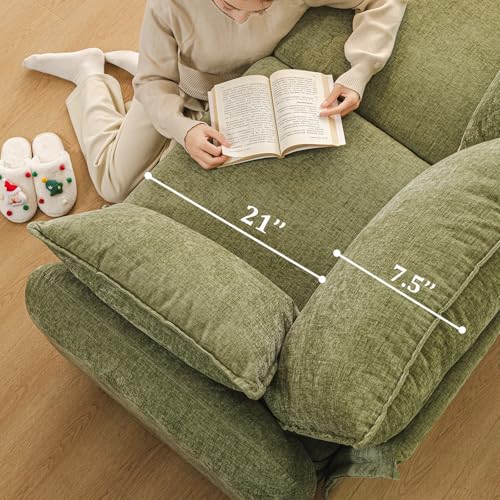 111'' Sectional Couches,with 2 Movable Chaise Lounge,Chenille,Green | U Shaped Sofa,4-Seater Comfy Couch with Thick Cushion,Wood Legs,2 Throw Pillows,Sectional for Living Room,Apartment,Bedroom - size: 111'' U Shaped Sofa