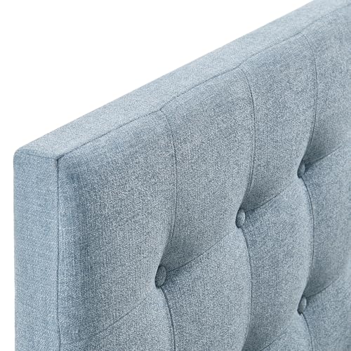 Modway Emily Twin Size Fabric Headboard in Sky Blue - Linen-Like Upholstery with Button Tufting and 7 Adjustable Height Positions - color: Sky Blue, size: Twin