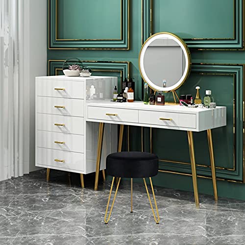 GERANT Multifunctional Vanity Stools - Velvet Round Ottoman Modern Dressing Stool -Upholstered Footrest Stool - Side Table Footstool with Golden Metal Leg for Living Room, Bedroom (Black) - color: Black