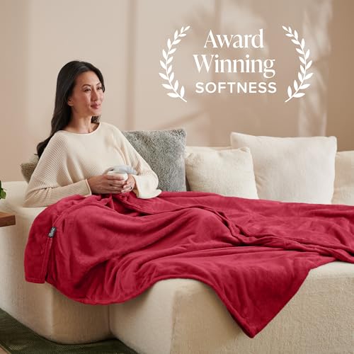 Bare Home Fleece Blanket Luxury Microplush (Full/Queen, Red) | Ultra-Soft Lightweight Blanket for Bed, Sofa, and Couch, Cozy & Warm Blanket - color: 25 - Red, size: Full/Queen