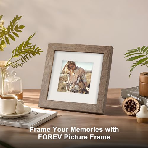 TOFOREVO 6x6 Picture Frames with 4x4 Mat Set of 6, Rustic Brown | Wood Grain Design, Wall Mounting or Tabletop Display, for Christmas Mother's Day Father's Day birthday - color: Rustic Wood, size: 6x6