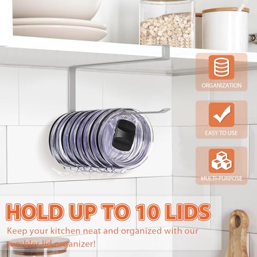 Tumbler Lid Organizer, Versatile Tumbler Lid Storage Holds 10 Lids, Grey | Space Saving Cup Lid Organizers Inside Cabinet Tumbler Lid Hook for Kitchen Organizer and Storage, Paper Towel Rack Hanger - color: Gray, size: 1 Pack
