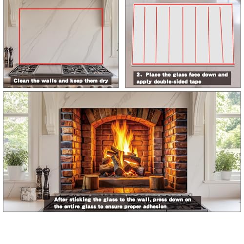 Evgosm Tempered Glass Backsplash for Kitchen, Stove Splashback, fireplace Glass Backsplash, Used for Kitchen Wall Protection and Decoration, Easy to Install and Clean. (30x18'') - size: 30"L x 18"W