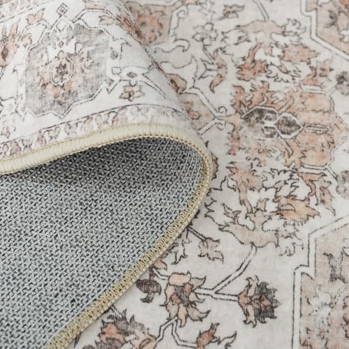 Washable Hallway Runner Rug 2x6: Non Slip Runner Rugs with Rubber Backing | Soft Kitchen Rug Farmhouse Distressed Carpet Runner for Living Room Bedroom Bathroom - Beige Rug Stain Resistant Easy Clean - color: Beige, size: 2' x 6' (Rectangular)