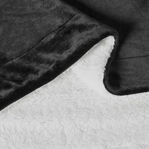 Amazon Basics Reversible Sherpa Throw Blanket, Warm, 50"x60", Black - color: Black, size: Throw (50"x60")