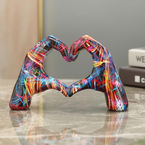 Heart Hands Sculpture Room Decor Hand Heart Statue Bracelet Holder Decorative Hand Art for Bedroom Living Room Bookshelf and Coffee Table