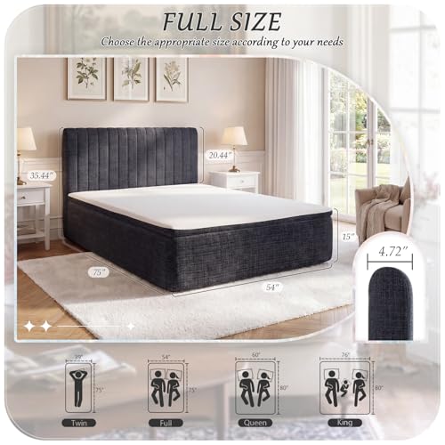 Full Compression Bed Boneless Bed Frame with Mattress and Headboard - color: Blue, size: Full