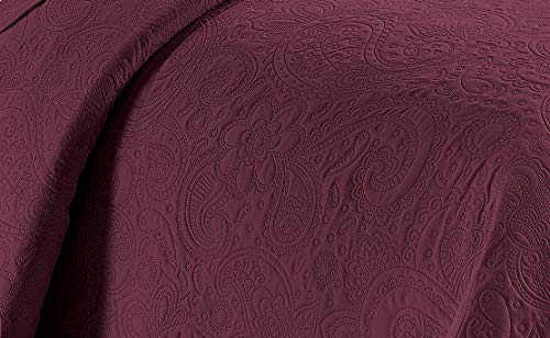 Linen Plus Embossed Coverlet Bedspread Set Oversized Solid Burgundy Full/Queen Bed Cover Bedding New # Dana - color: Burgundy, size: Full/Queen