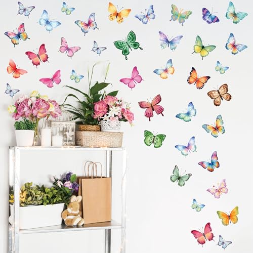 AOWDIAO 62 Large Butterfly Wall Decals - Peel and Stick Vinyl Wall Stickers for Room Decor, Safe for Walls, Repositionable - style: Large Butterfly