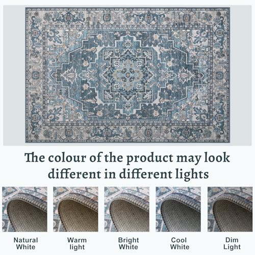 Vintage Small Area Rugs for Entryway, Non Slip 2x3 Washable Rug Blue Grey | Tangsoo Oriental Indoor Front Door Rug Mat, Soft Low Pile Print Carpet Throw Rugs for Entry Entrance Kitchen Bedroom Decor - color: Blue Gray, size: 2' X 3' (Rectangular)