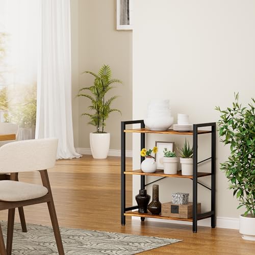 3 Tier Bookshelf,Storage Shelf with Steel Frame,Free Standing Open Book Shelves Storage Display Shelf - size: 3 Tier