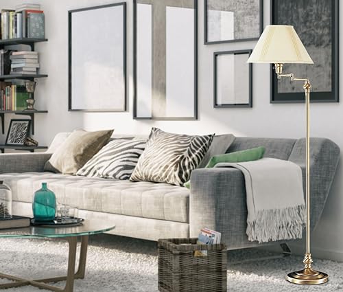 Cal Lighting BO-314-AB Transitional Swing Arm Floor Lamp, Antique Bronze