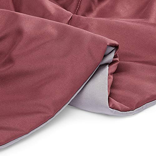 Amazon Basics Reversible Lightweight Microfiber All Season Comforter Blanket, Twin/Twin XL, Burgundy/Grey - color: Burgundy / Grey, size: Twin/Twin XL