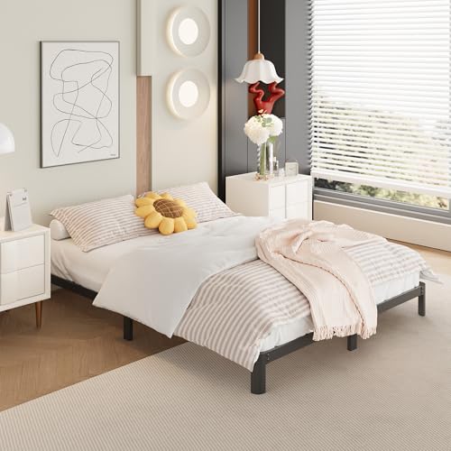 Yicensen 9 Inch Full Bed Frame with Rounded Corner Legs, Heavy Duty Full Size Metal Platform Bed Frame No Box Spring Needed, Easy Assembly, Noise Free, Black - size: Full, style: 9 Inch