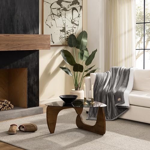 UGG Bliss Fleece Throw Blanket for Couch, 50''x70'', Charcoal Grey | Ultra Soft & Plush,Reversible,Oeko-Tek Compliant,Machine Washable,Medium Weight, Luxury Giftable Blanket, All Season Comfort - color: Grey