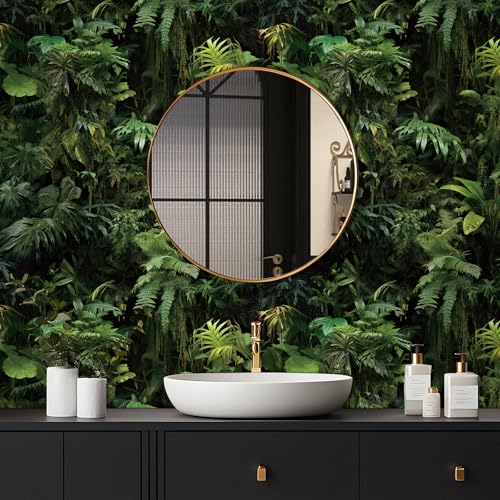 FunStick Dark Green Tropical Wallpaper Peel and Stick Jungle Leaf Wallpaper for Bedroom Bathroom Kids Room Removable Black Green Tropical Contact Paper for Wall Murals Cabinets Waterproof 17.5"x118" - size: 17.5" x 118"