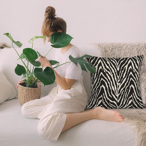 Zebra Throw Pillow Covers Black and White Zebra Seamless Pattern Pillow Cover 20x20 Inch Set of 2 Zebra Skin Pattern Texture Pillowcase Square Cushion Cases for Couch Bed Sofa - color: Black White, size: 20" x 20" (Pack of 2)