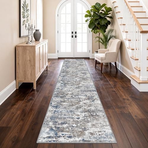 Washable Carpet Runners for Hallway 14ft-Non Slip Floor Runners for Dogs, Abstract Hallway Runner Rug with Silicone Backing, Stain Resistant Rug for Indoor High Traffic,2.6x14,Multi | Washable Runner Rug with Silicone Backing for Dogs Stain-Resistant Mod