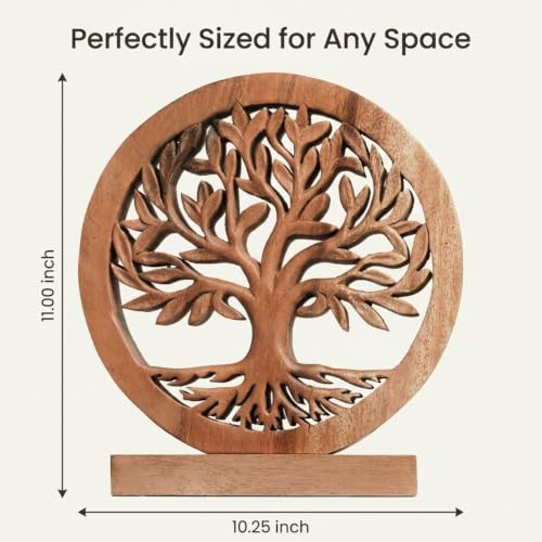 Wood Tree of Life Sculpture, Gift for Mom Home Decor, Living Room, Boho, Coffee Table, Centerpiece Table Decor, Mantle, Bathroom Shelf, Farmhouse, Christmas Decorations, Mothers day Gifts - color: Cloverly - Medium