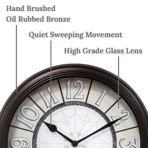 12.6" Illuminated Farmhouse Wall Clock | Silent Battery-Operated Night Light Wall Clock, Smart LED Sensor, Living Room, Kitchen, Bath, Oil-Rubbed Bronze - color: Oil Rubbed Bronze, size: 12.6"