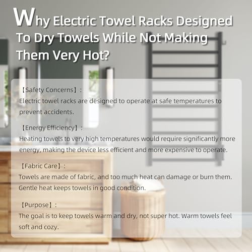 P&Dlusir EL15 Towel Warmer, 10 Bar, Matte Black | Heated Towel Rack, Fast Heat & Fast Dry, Smart Timer & Thermo Control, Stainless Steel, Hard-Wired/Plug-in - color: Matte Black, size: 10 Bar