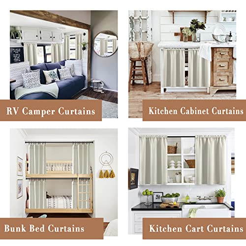 XTMYI Front Door Curtains Small Window,Blackout Waterproof Narrow Curtains for Wood Shower Window,Rod Pocket 2 Panels,30x24 Inch Length,Cream Ivory - color: Ivory, size: 30"W x 24"L (Pack of 2)