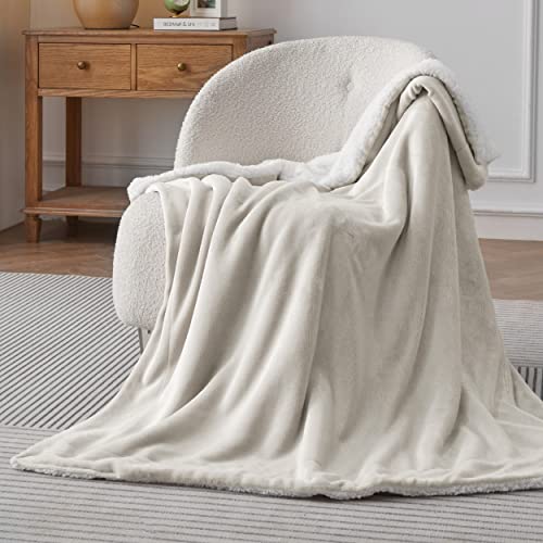 Bedsure GentleSoft Sherpa Fleece Throw Blanket for Couch, Non-Heated, Thick and Warm Throw for Women and Men, Soft Fuzzy Plush Blanket for Winter, Linen, 50x60 Inches - color: 05 - Linen, size: Throw (50" X 60")