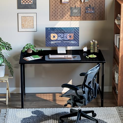 Grandder Small Office Computer Desk, 40 Inch Morden Simple Writing Study Table for Home Bedroom, PC Gaming Desk with Adjustable Feet and Sturdy Metal Frame, Black - color: Black, size: 40 Inch