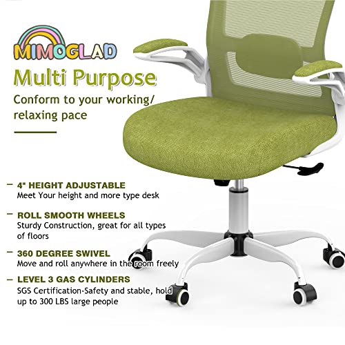 Mimoglad Ergonomic High Back Mesh Office Chair, Adjustable Lumbar Support, Thickened Seat Cushion (Modern, Green Pear) - color: Green Pear