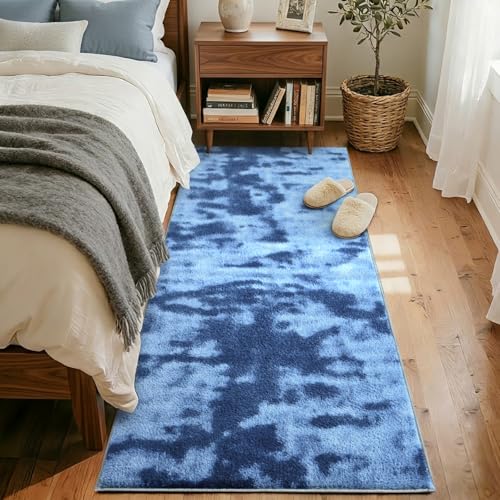 2x6 Tie-dye Teal Runner Rug Non-Slip Washable for Hallway Kitchen Bedroom | Soft丨Stays Put丨Door-Friendly Thin丨Pet Friendly丨Lays Flat丨Bathroom丨Laundry丨Entryway丨Indoor丨Playroom丨Carpet丨Area Rug丨Home Decor - color: 01 Tie-dye Teal, size: 2' x 6' (Rectangular)