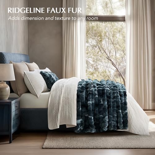 Faux Rabbit Fur Bubble Throw Blanket, 50"x60", Marble Deep Indigo | Ultra Soft, Luxury Faux Rabbit Fur Throw, Thick Warm Bubble Blanket, Cozy Fluffy Reversible, for Bed, Couch, Chair, Sofa - color: Deep Indigo Marble, size: 50"x60"