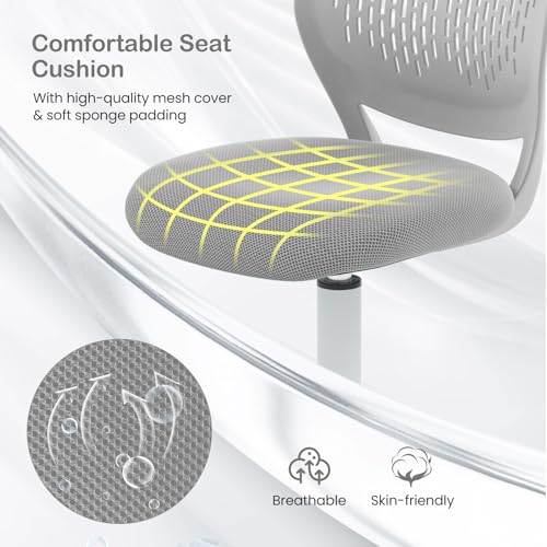 GIANTEX Kids Desk Chair, Adjustable Children Study Chair, Swivel Armless Mesh Task Office Chair, Computer Desk Chair with Adjustable Height & Lumbar Support (Grey) - color: Grey