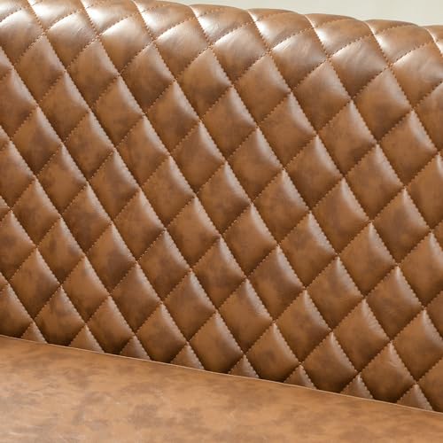 KINWELL 50" Faux Leather Loveseat Sofa with 2 Swivel Barrel Chairs, Coffee | PU Upholstered Tufted Minimalist 2-Seater Couch Sofa and Set of 2 Vegan Leather Swivel Armchairs for Small Spaces Apartment - color: Coffee, style: 2 Chairs + Loveseat