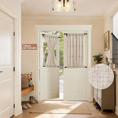 Tollpiz Linen Door Curtain Doorway Semi Sheer Curtain Closet Light Filtering Drapes Dual Rod Pocket Boho Window Curtains for Room Divider, 54 x 63 inches Long, Natural, 1 Panel - color: Natural, size: 54"W x 63"L (Pack of 1)